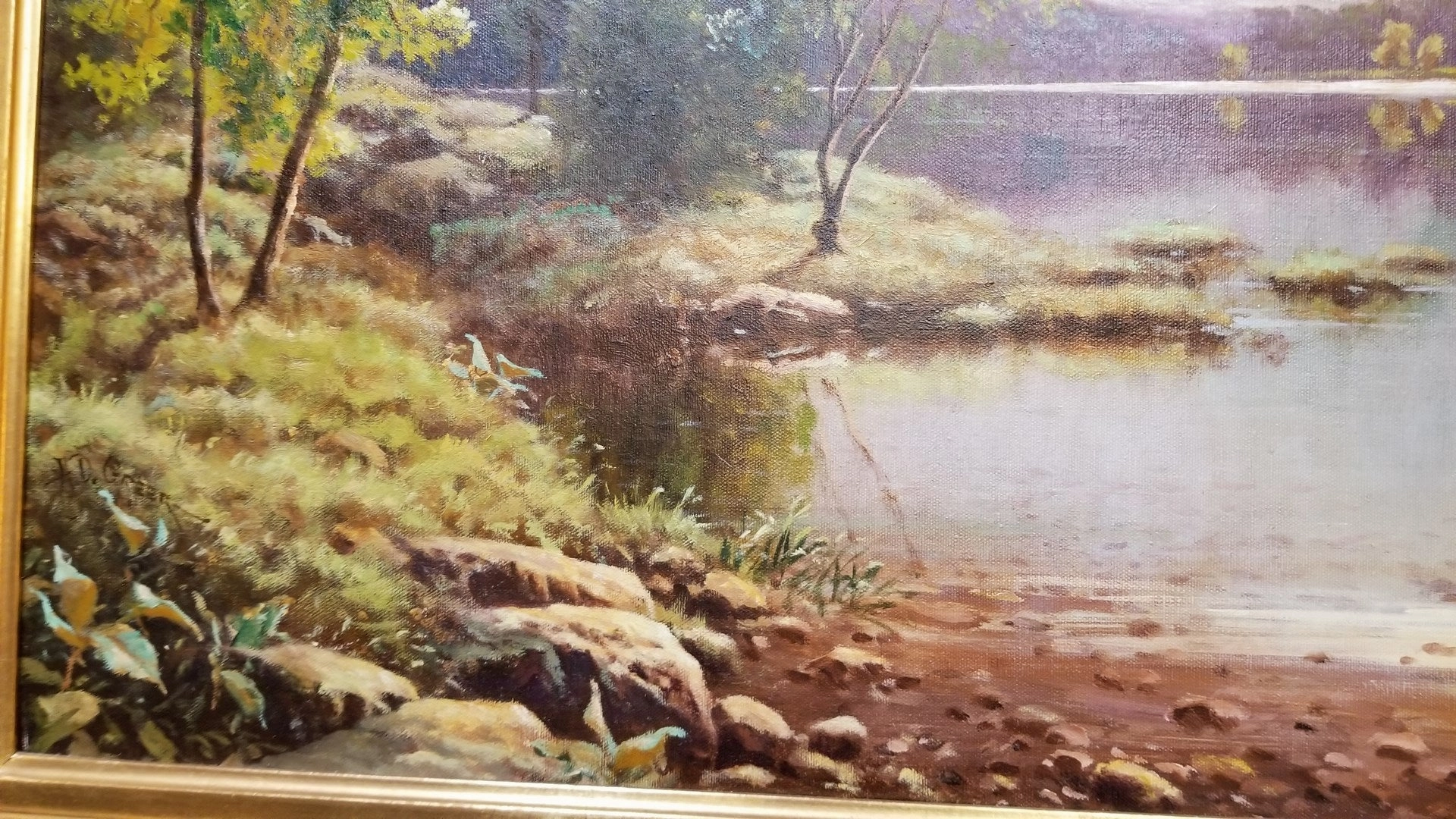 LARGE LANDSCAPE OIL PAINTING BY LISTED ARTIST A.D.GREER