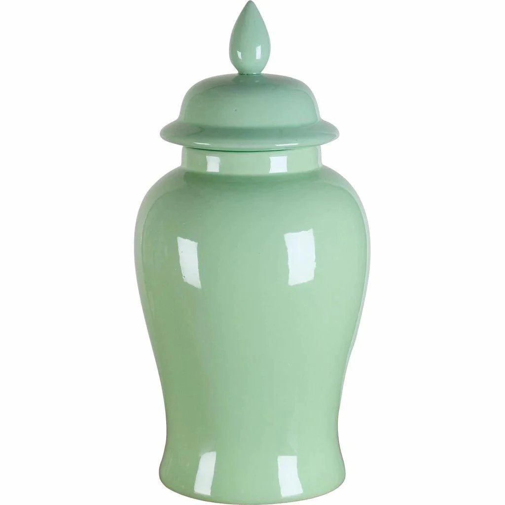Large Lime Green Porcelain Temple Jar home display ornament