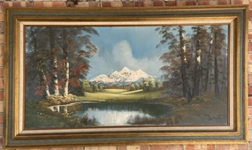 LARGE MOUNTAINSCAPE OIL PAINTING classic mural painting