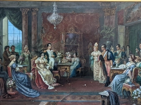 LARGE OIL PAINTING OF A NAPOLEAN RECEPTION BY HANS PINGGERA classic mural painting