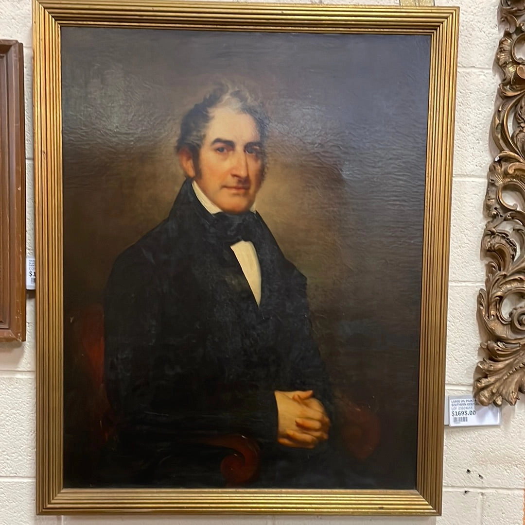 LARGE OIL PAINTING OF A SOUTHERN GENTLEMAN classic mural painting