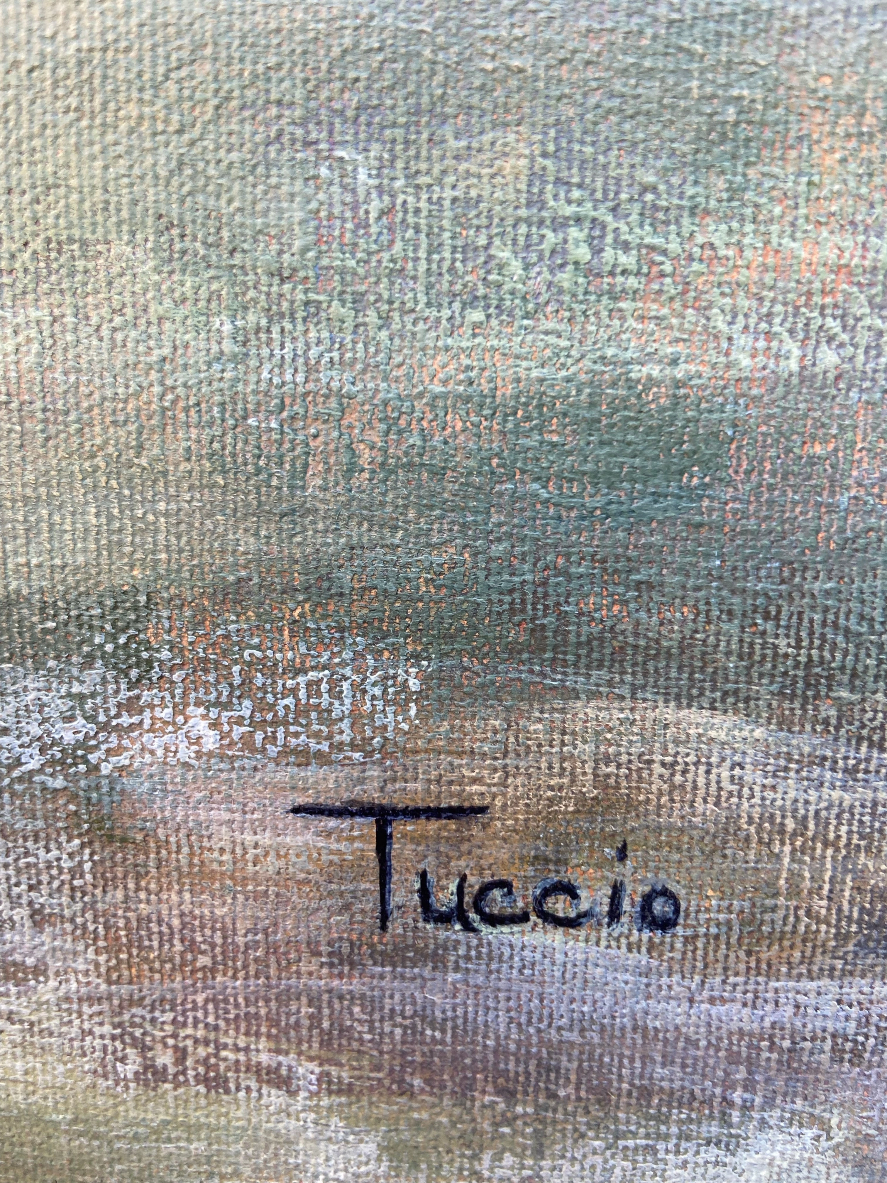 LARGE OIL PAINTING OF COUNTRY HOUSE SIGNED TUTCIO