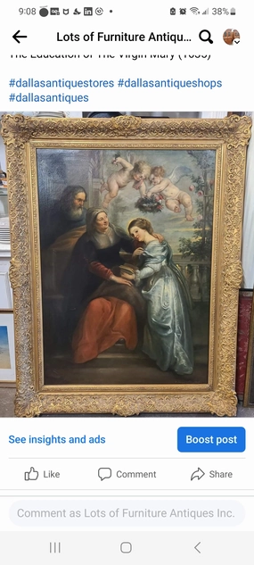 LARGE OIL PAINTING ON CANVAS-THE EDUCATION OF MARY classic mural painting