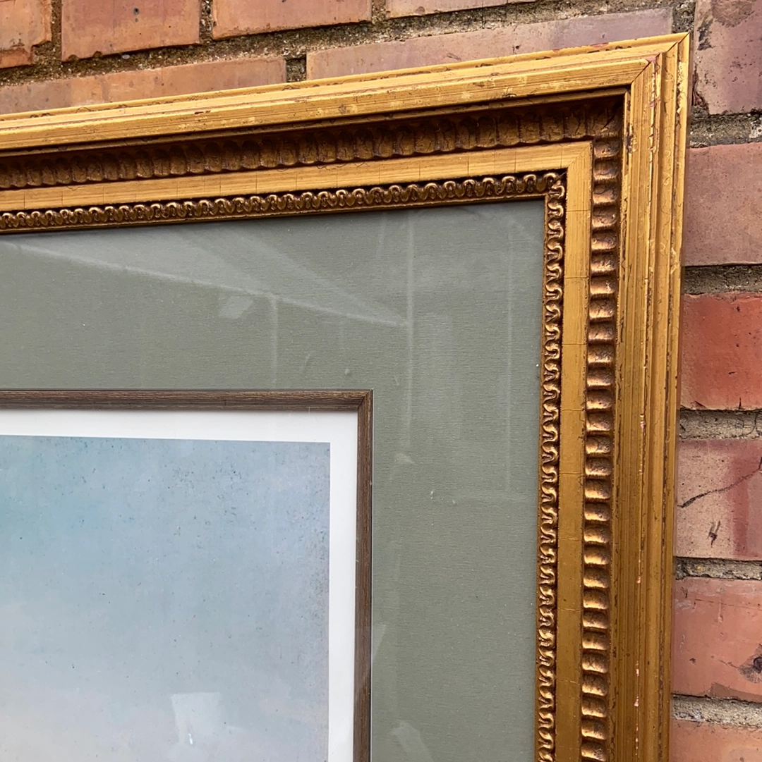 LARGE ORNATE FRAME WITH BRITISH WATERCOLORS PRINT