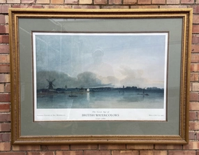 LARGE ORNATE FRAME WITH BRITISH WATERCOLORS PRINT classic mural painting