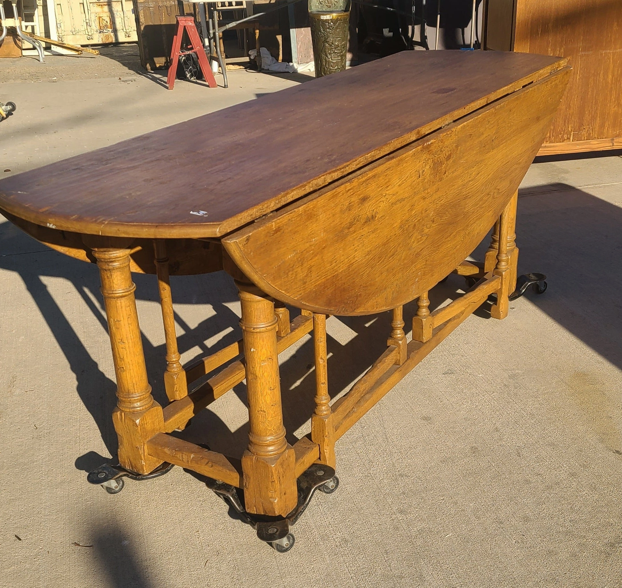 LARGE PEGGED OAK DROP LEAF WAKE TABLE interior room decor
