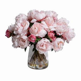 Large Pink Silk Peony Arrangement home display ornament