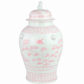 Large Pink Village Scene Jar home display ornament