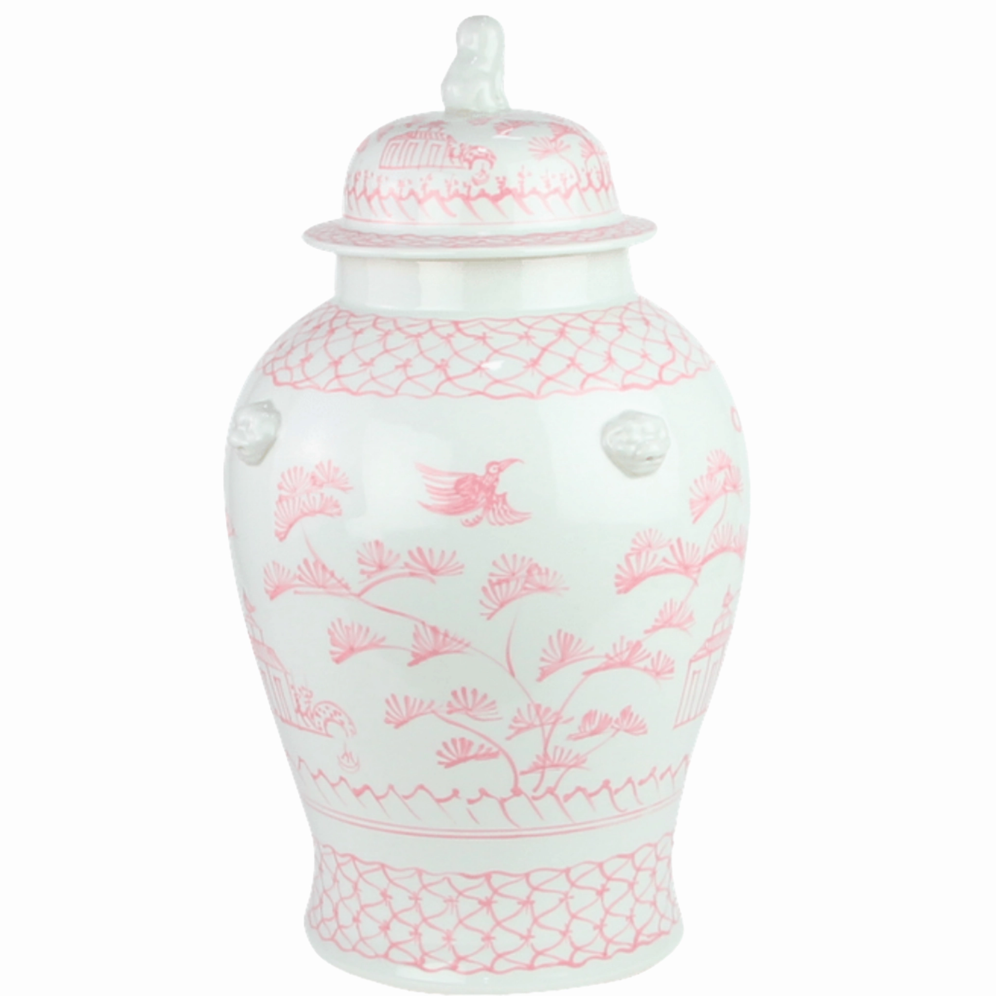 Large Pink Village Scene Jar home display ornament