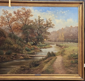 LARGE RIVER SCENE LANDSCAPE OIL PAINTING classic mural painting