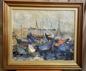 LARGE SAIL BOAT IMPRESSIONIST OIL PAINTING classic mural painting