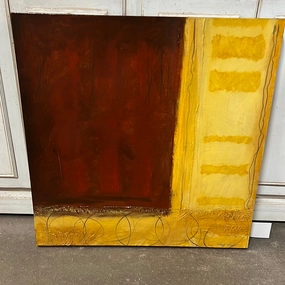 LARGE SQUARE ABSTRACT OIL PAINTING BY GEOFF HAGAR classic mural painting