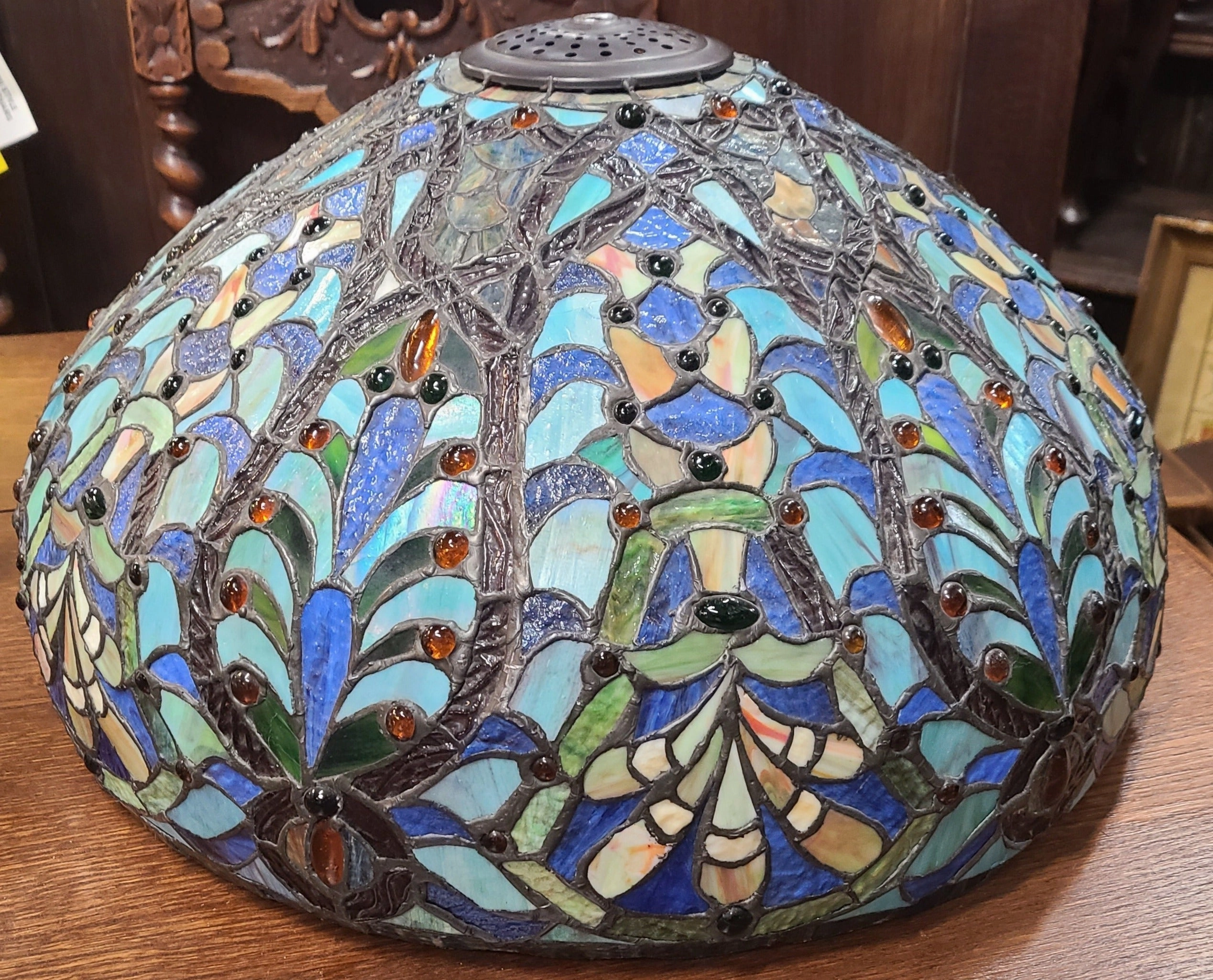 LARGE STAINED GLASS TIFFANY STYLE SHADE interior room decor