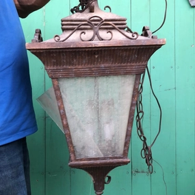 LARGE TAPERED IRON LANTERN interior room decor