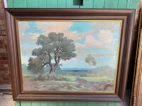 LARGE TREE TEXAS LANDSCAPE OIL PAINTING BY JOHN BOB PAYNE classic mural painting