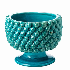 Large Turquoise Vinci Pine Cone Ceramic Planter home display ornament