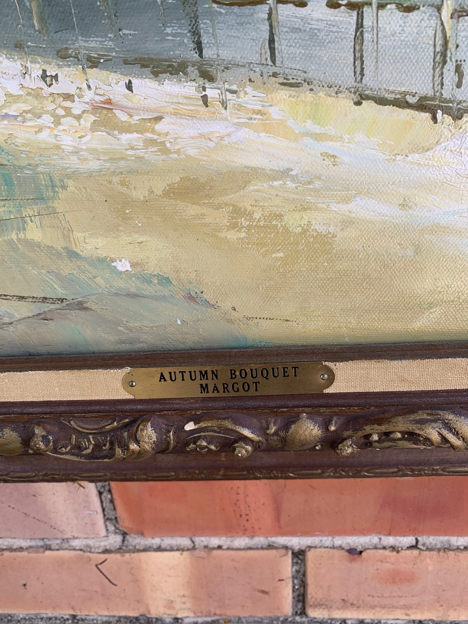 LARGE VERTICAL FRAME WITH AS IS 1960'S PAINTING