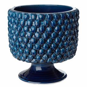 Large Vinci Pine Cone Blue Ceramic Planter home display ornament