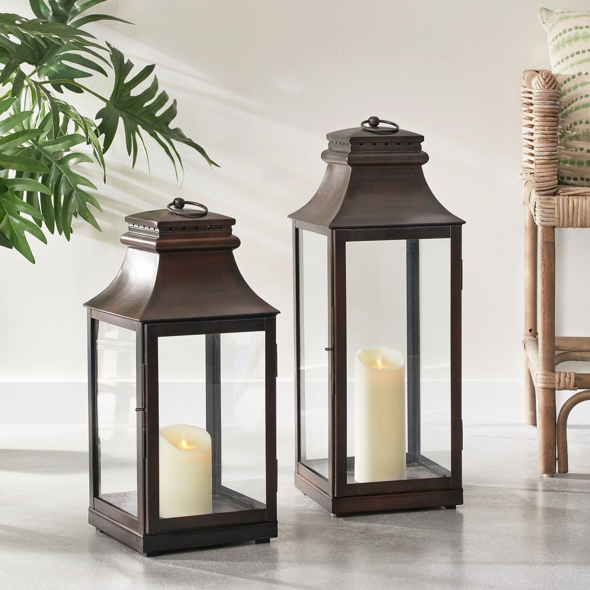 Large Washed Bronze Outdoor Lantern
