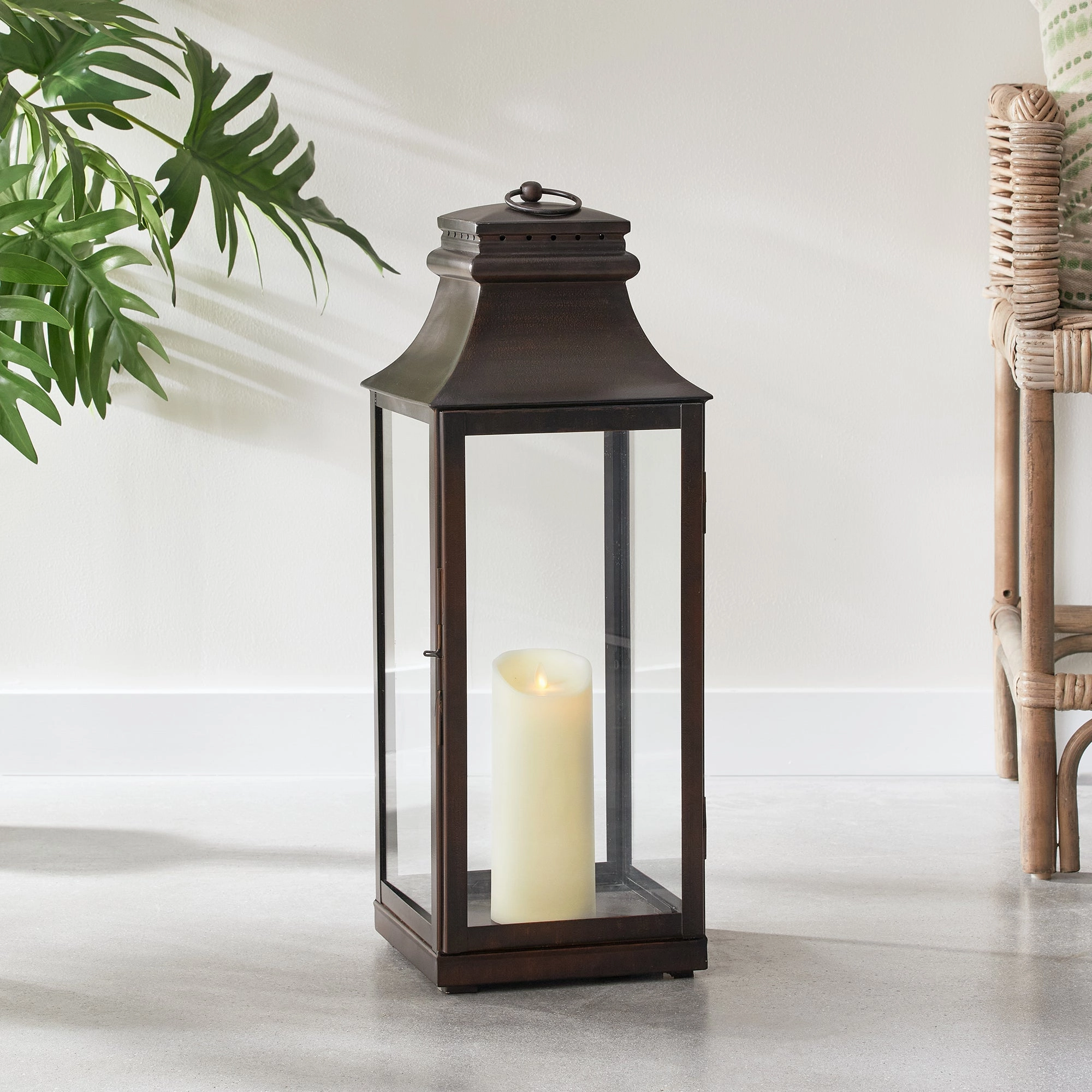Large Washed Bronze Outdoor Lantern