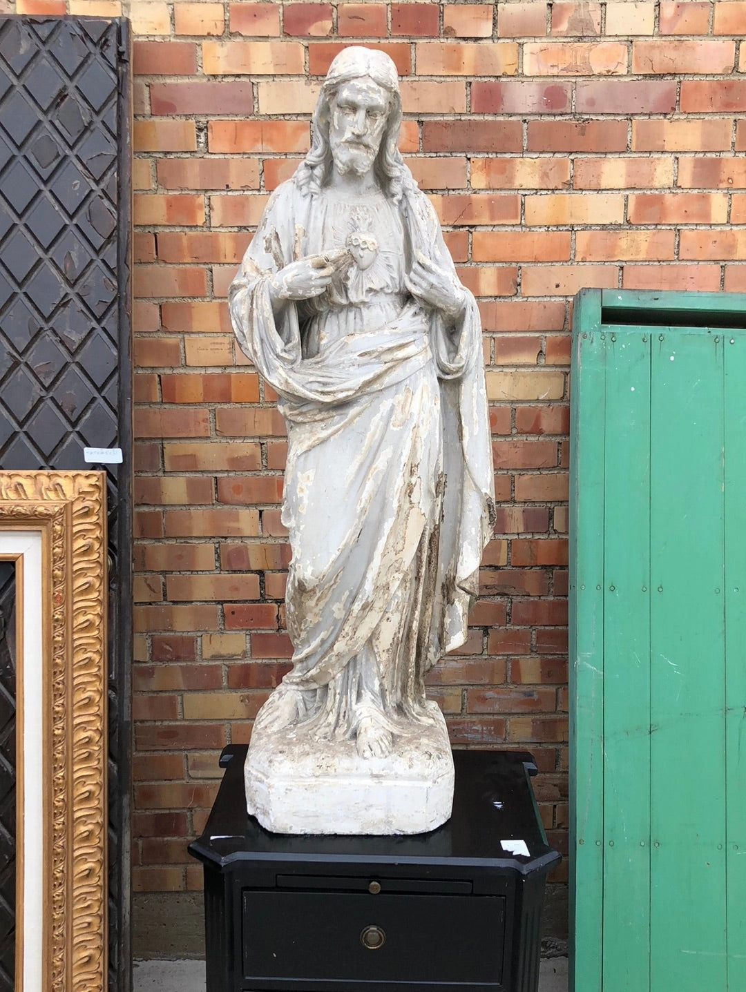 LARGE WHITE CHAULK JESUS STATUE