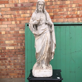 LARGE WHITE CHAULK JESUS STATUE interior room decor
