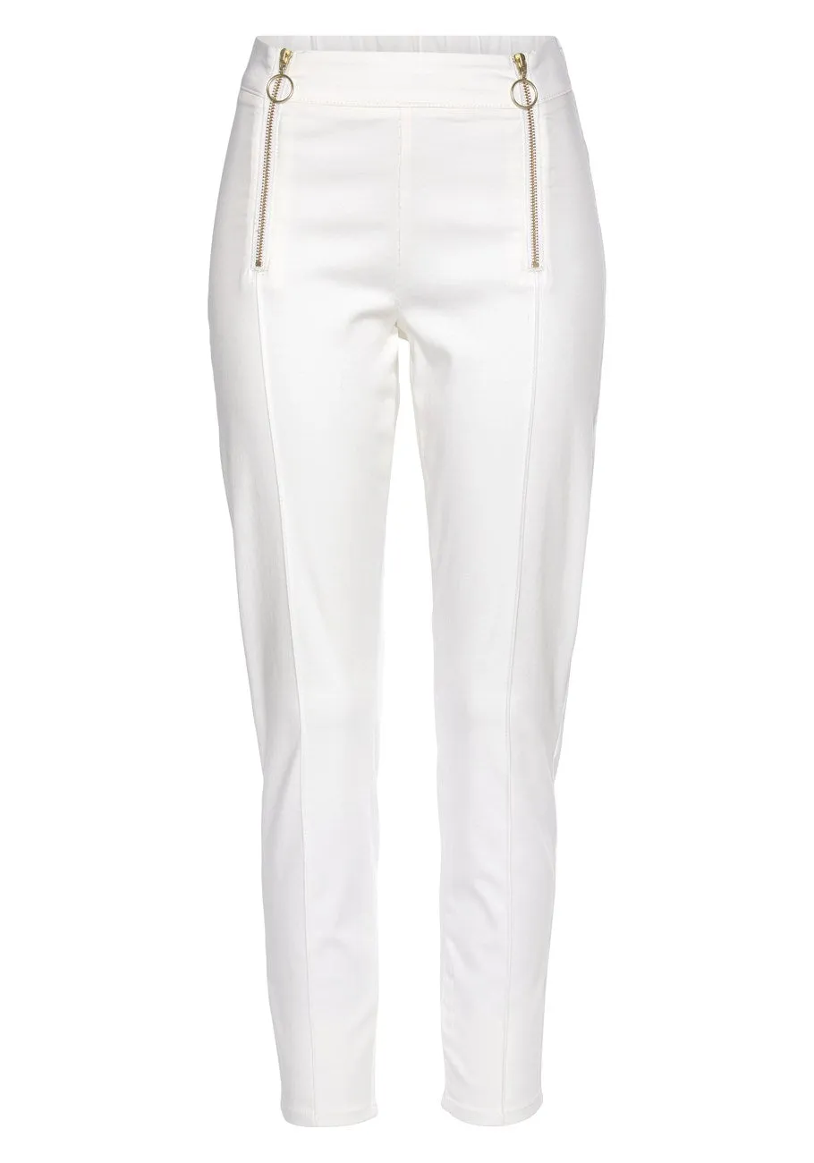 LASCANA Damen-Hose mit Reißverschluss-Detail