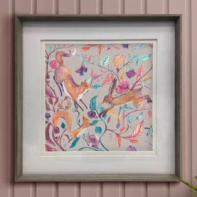 Leaping Into the Fauna Framed Print Nut patterned fashion rug  
