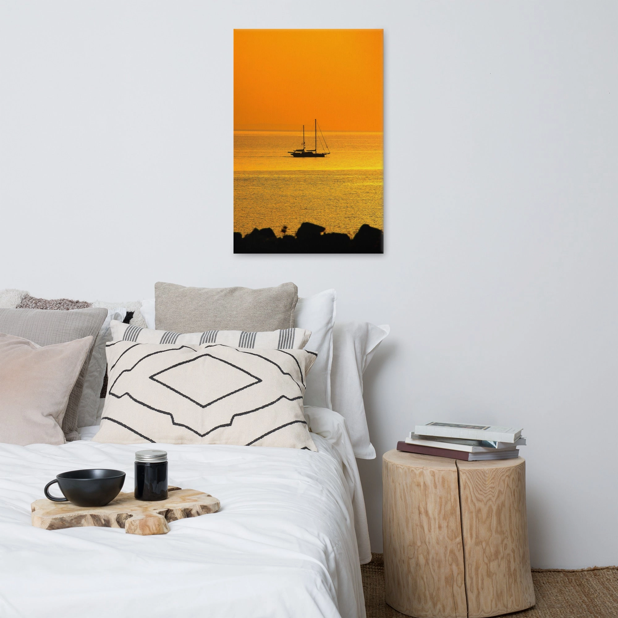 Leinwand - a ship on golden sea