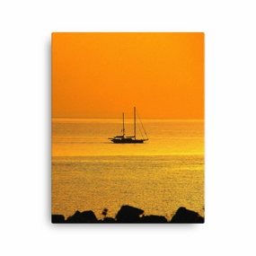 Leinwand - a ship on golden sea canvas mural art