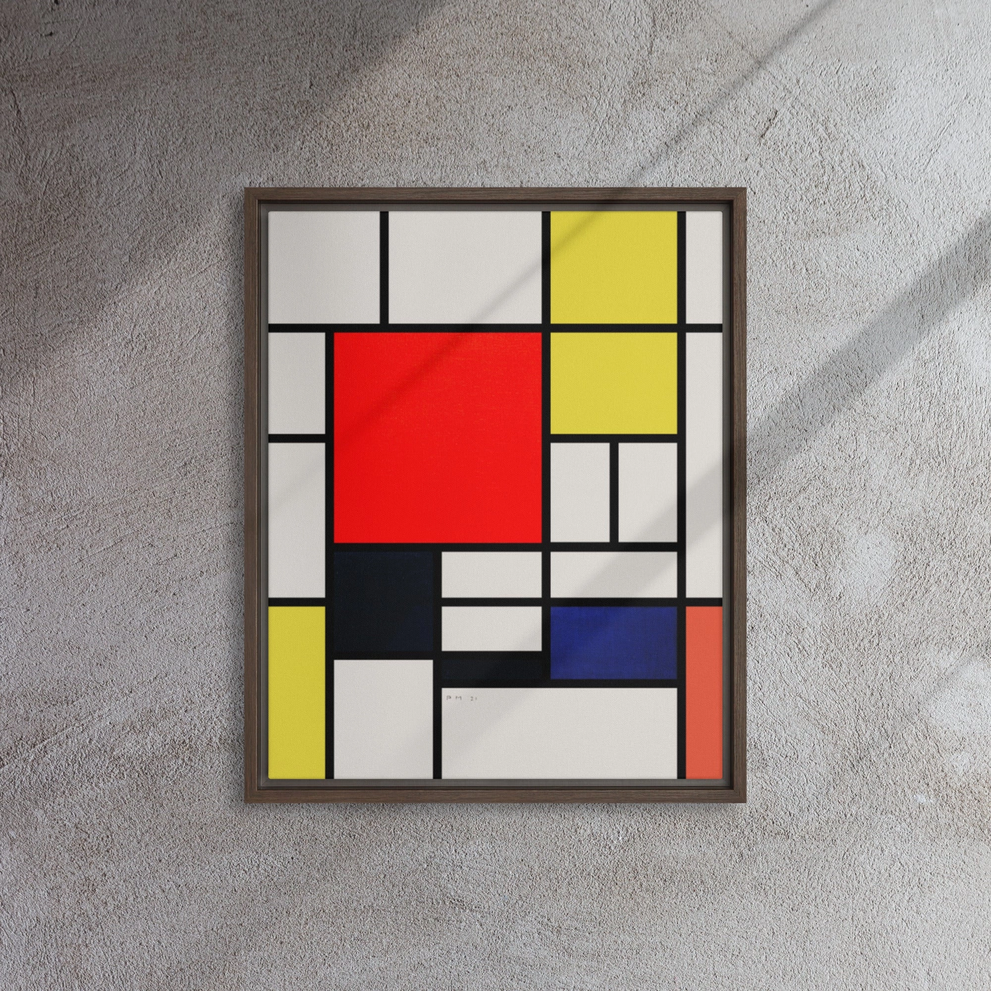 Leinwand - Mondrian, Composition with red yellow black gray and blue