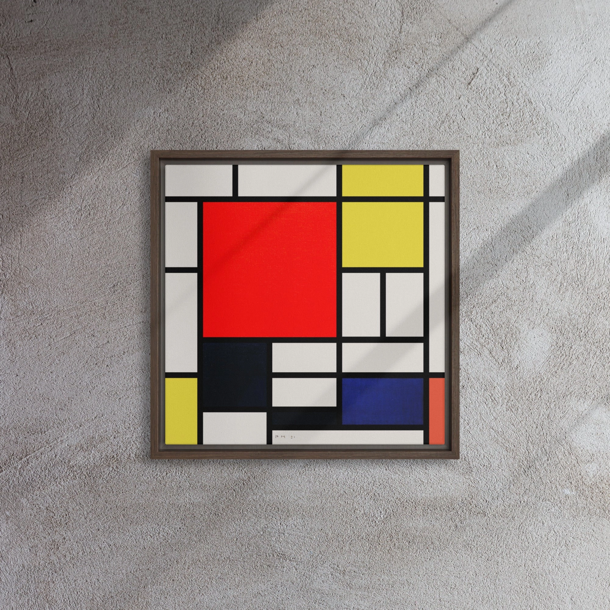 Leinwand - Mondrian, Composition with red yellow black gray and blue