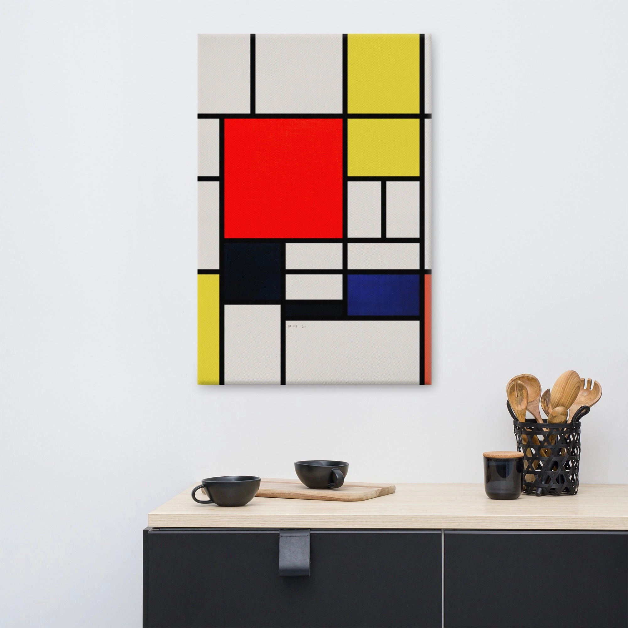Leinwand - Mondrian, Composition with red yellow black gray and blue