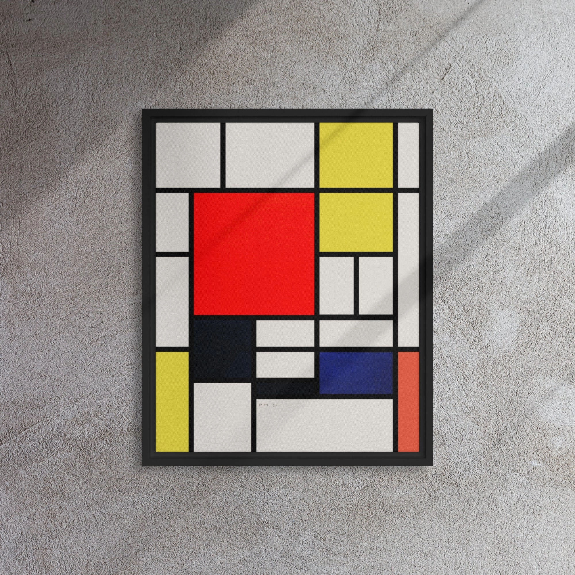 Leinwand - Mondrian, Composition with red yellow black gray and blue