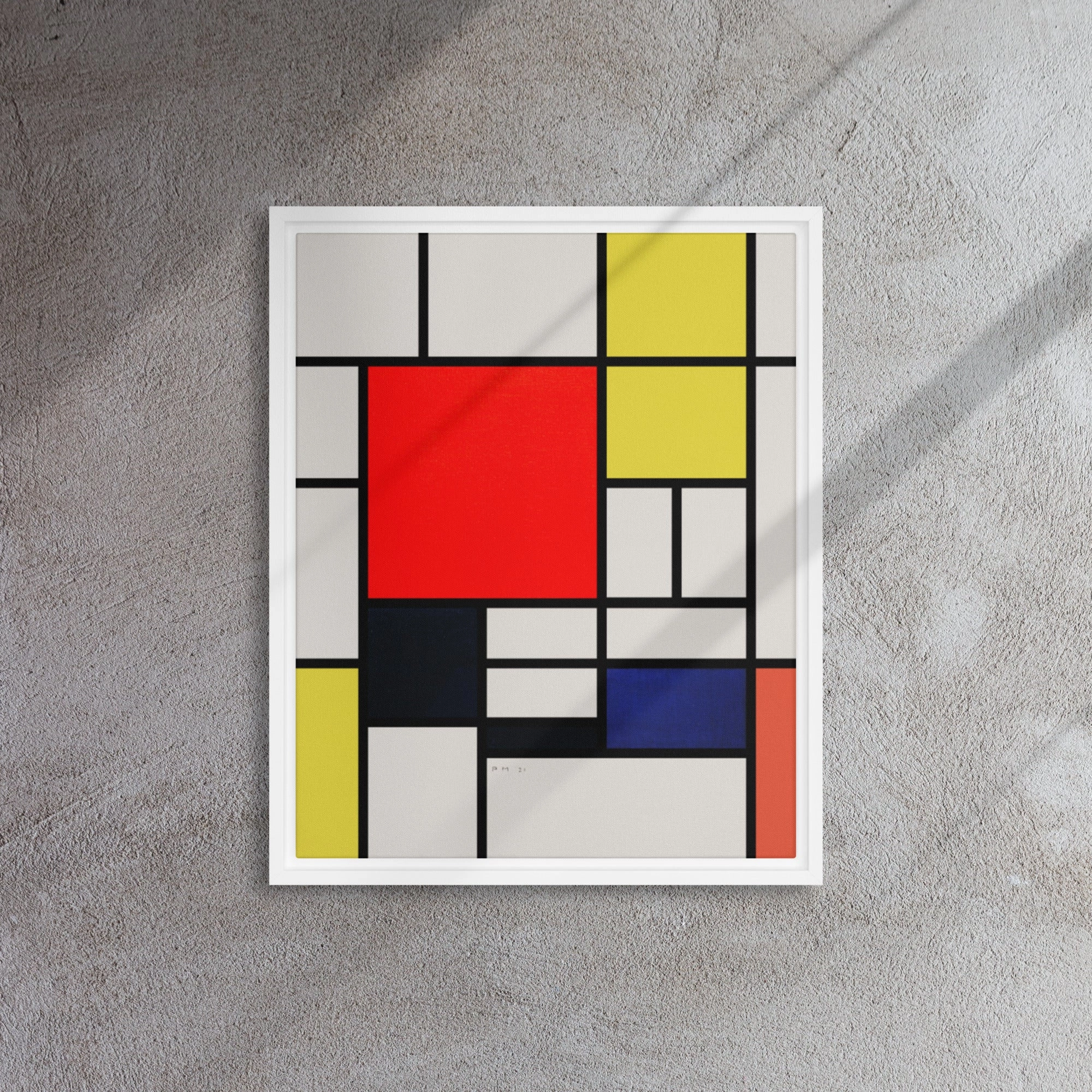 Leinwand - Mondrian, Composition with red yellow black gray and blue
