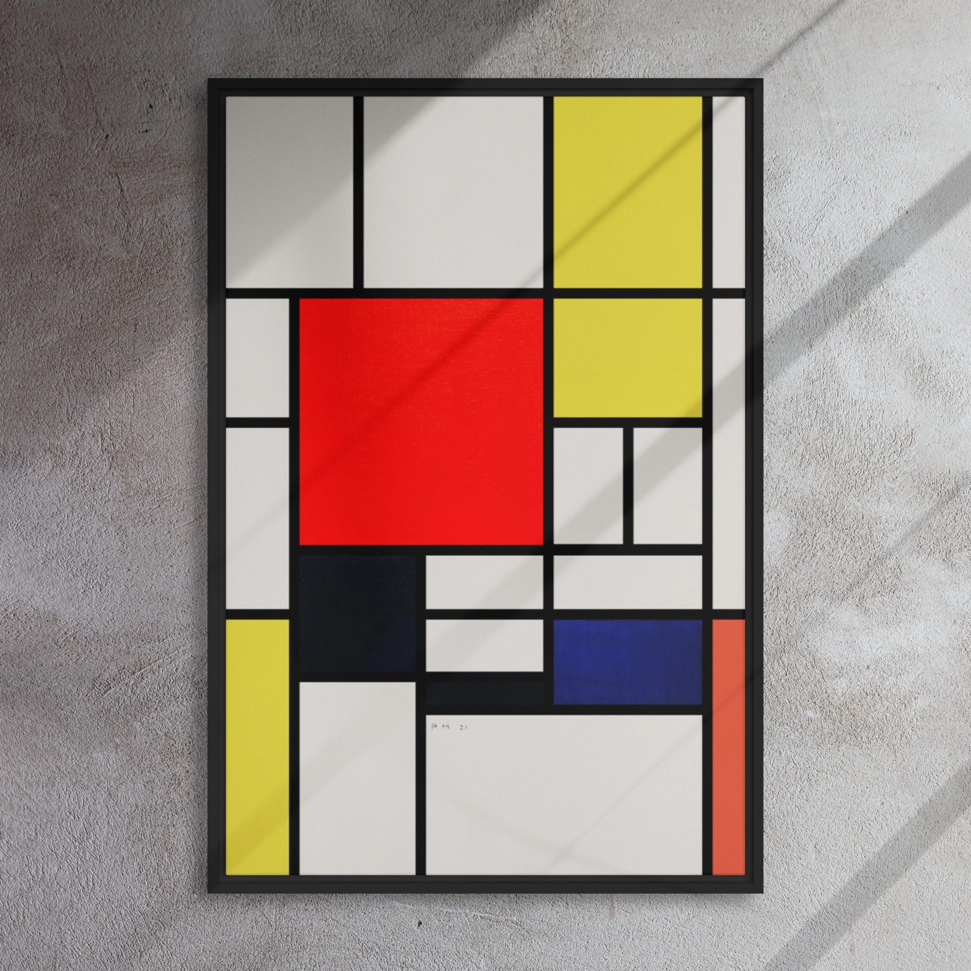 Leinwand - Mondrian, Composition with red yellow black gray and blue
