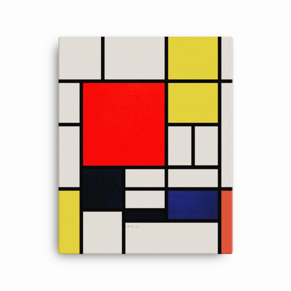 Leinwand - Mondrian, Composition with red yellow black gray and blue