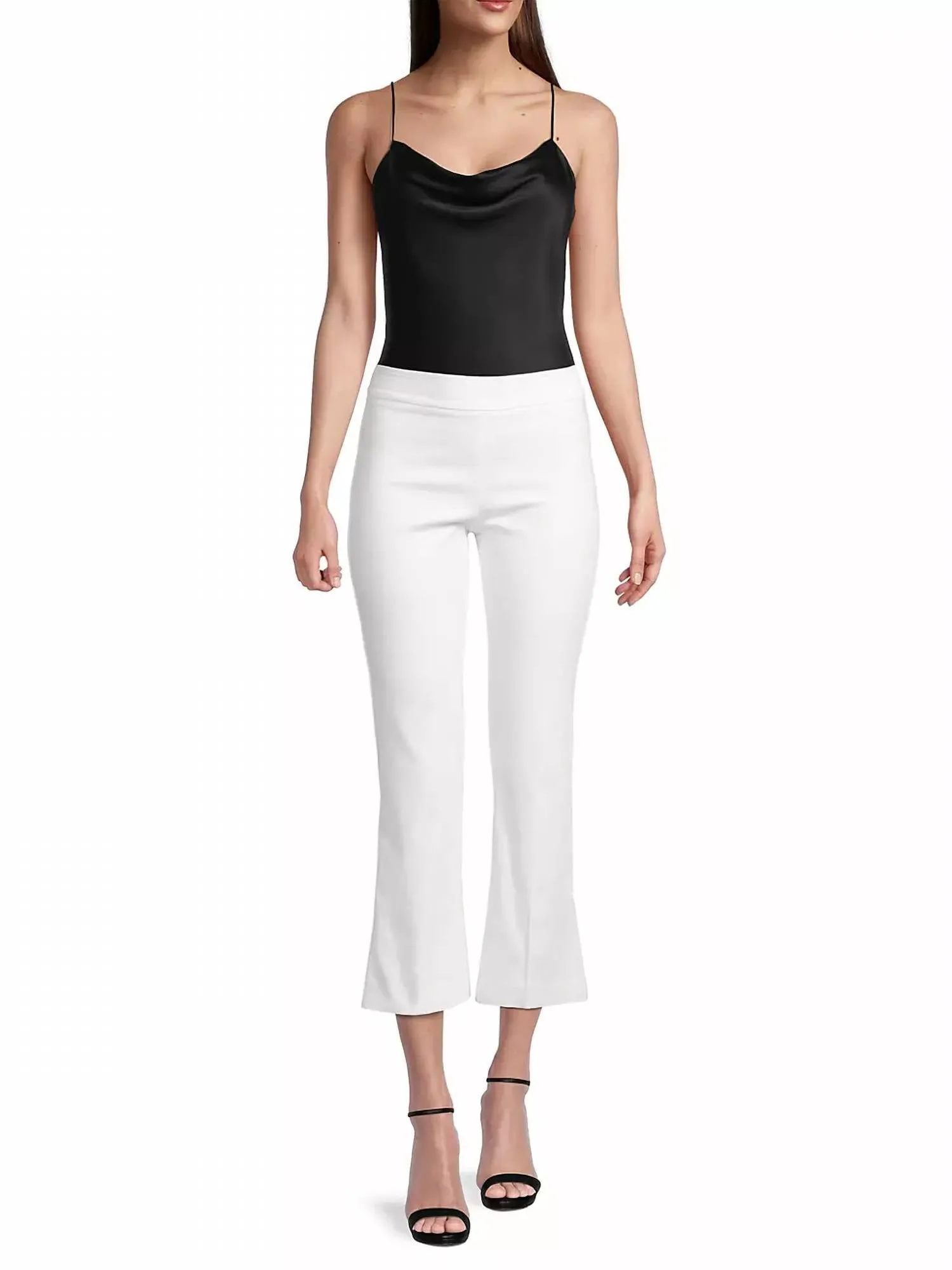 Leo Ponti Jersey Crop Flare Hose in Off-White