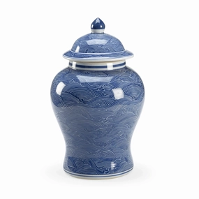 Lidded Ocean Ginger Jar home display ornament
