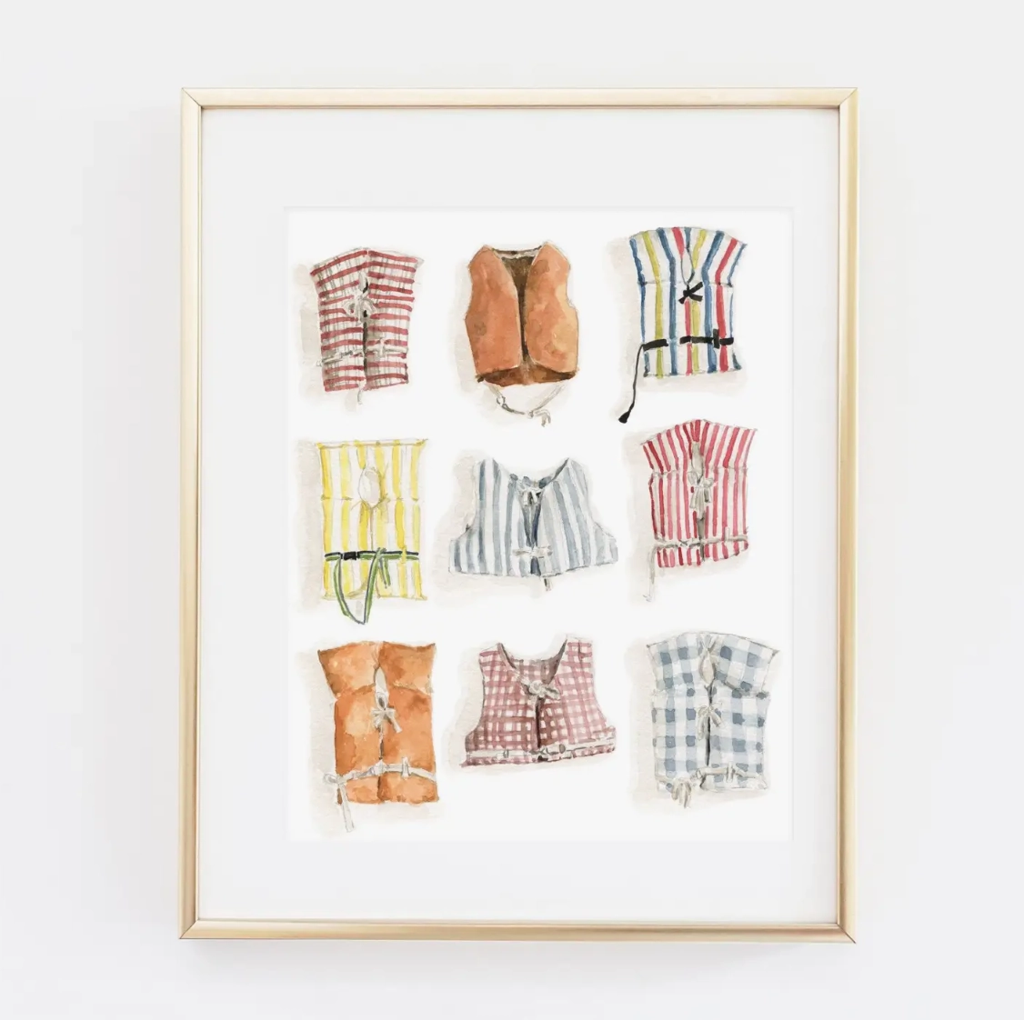 Life Jacket Watercolor Art Print (By Emily Lex) framed wall decor