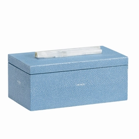 Light Blue Shagreen Jewelry Box With Rock Crystal Handle home display ornament
