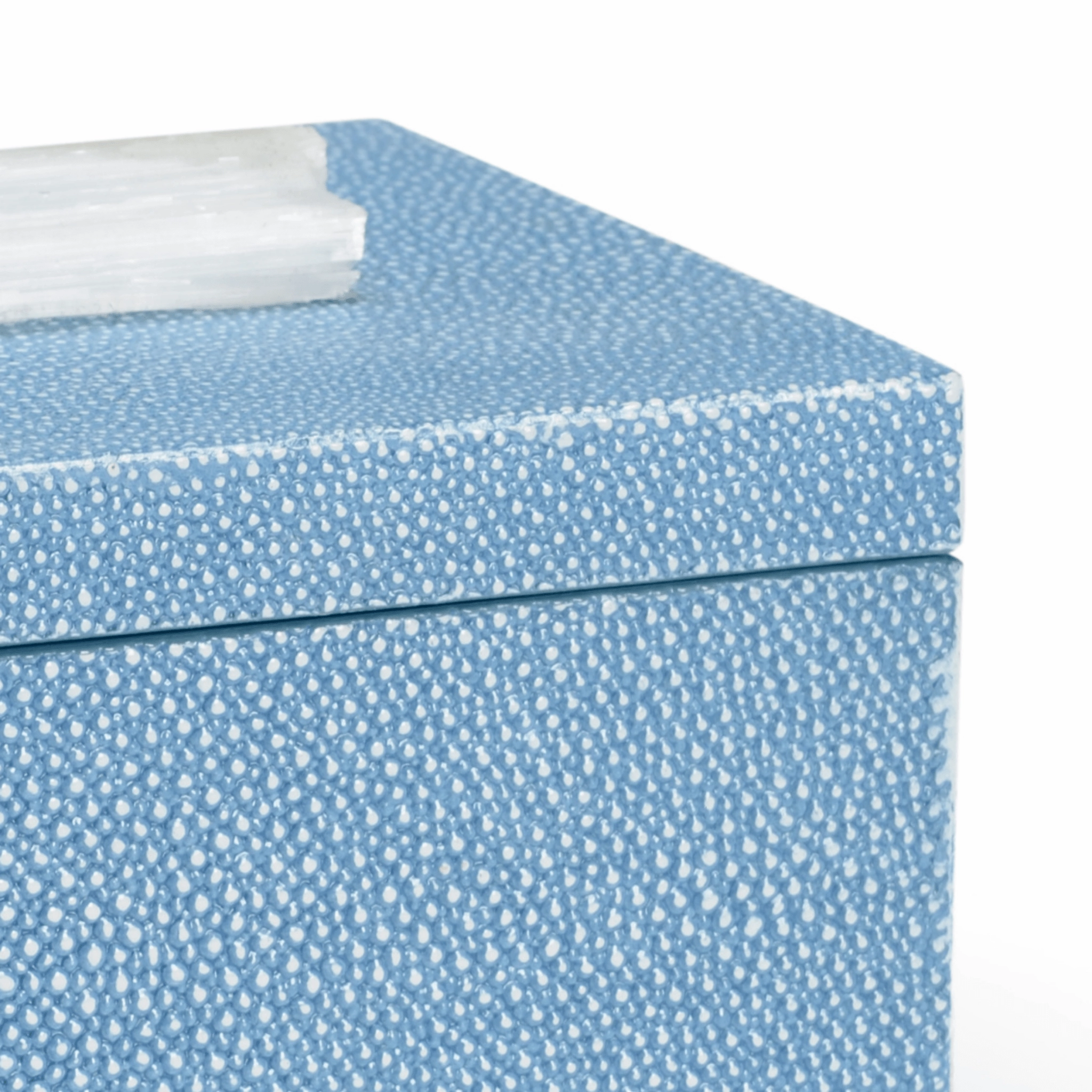 Light Blue Shagreen Jewelry Box With Rock Crystal Handle