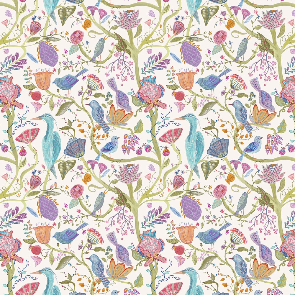 Lindu Printed Linen Fabric (By The Metre) Ecru