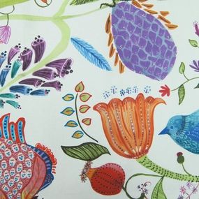 Lindu Printed Linen Fabric (By The Metre) Ecru elegant table cloth  