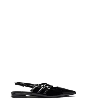 Lisst Slingback Flachschuh Schwarz Lack