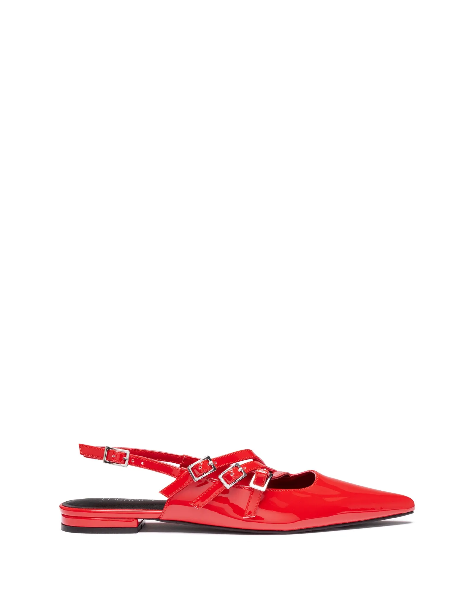 Lisst Slingback Flachschuh Rot Lackleder