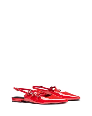 Lisst Slingback Flachschuh Rot Lackleder