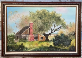 LOG CABIN HARRIET '73 PAINTING classic mural painting