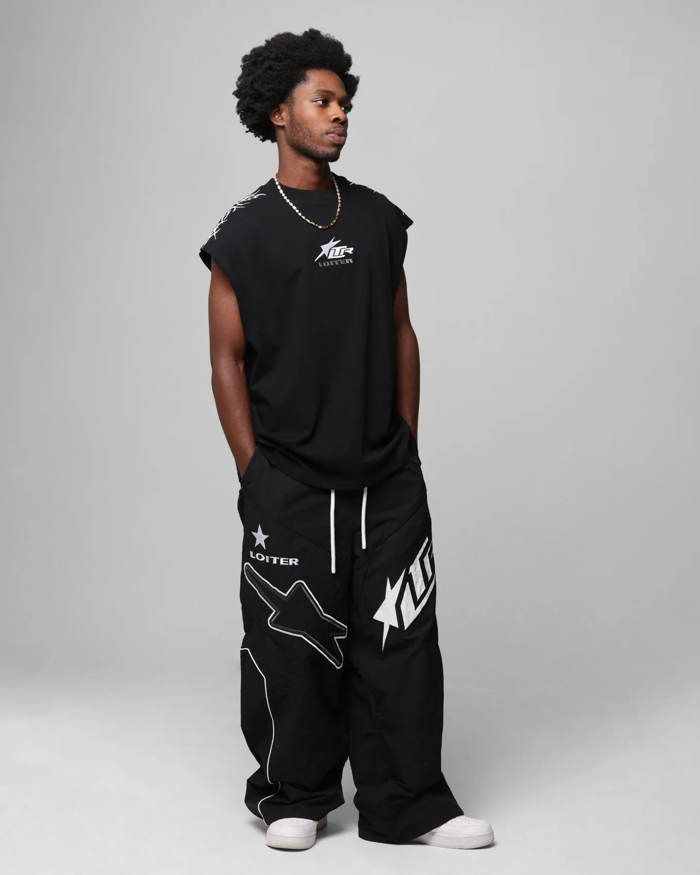 Loiter Motocross Fallschirmhose Schwarz