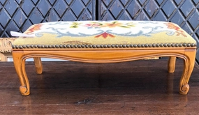 LONG NEEDLEPOINT FOOTSTOOL interior room decor